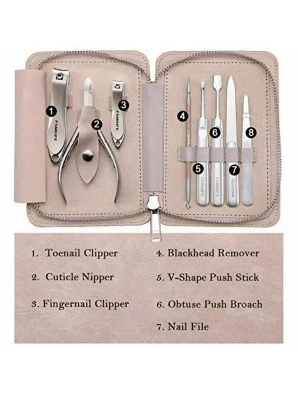 MANICURE SET Nail Clipper Stainless Steel Pedicure Tools Grooming Kit FAMILIFE